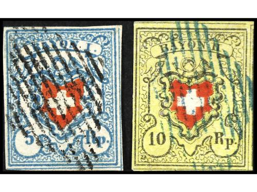 ° SUIZA. Yv. 15, 20, Zu. 16II, 17II. 5 y 10 r. MUY BONITOS. 