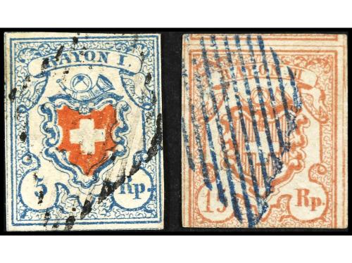 ° SUIZA. Yv. 20, 23; Zu. 17II, 20. 5 y 15r. MUY BONITOS. 15 