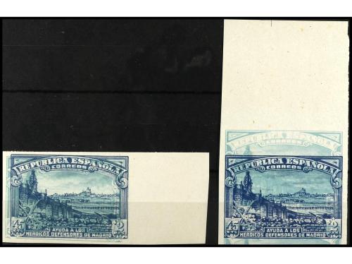 ** ESPAÑA. Ed. 757s (2). 45 cts. + 2 pts. 2 sellos SIN DENTA