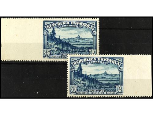 ** ESPAÑA. Ed. 757smd y smi. 45 cts. + 2 pts. azul. 2 ejempl