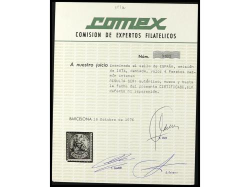 * ESPAÑA. Ed. 151. 4 pesetas carmín, color intenso. Buen eje