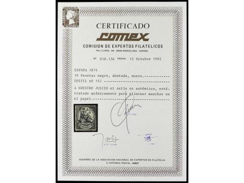 (*) ESPAÑA. Ed. 152. 10 pesetas negro. Dentado retocado. Mar