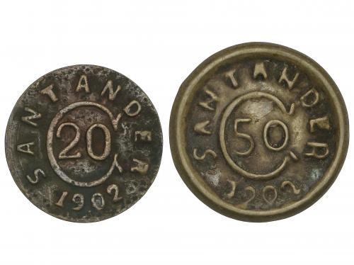 COLOMBIA. Lote 2 monedas 20 y 50 Centavos. 1902. PROVINCIA D