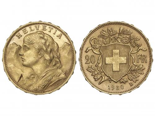 SUIZA. 20 Francs. 1930-B. BERNA. 6,42 grs. AU (900). Helveti