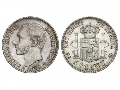 ALFONSO XII. 50 Céntimos. 1885/1 (*8-6). M.S.-M. Ligera páti