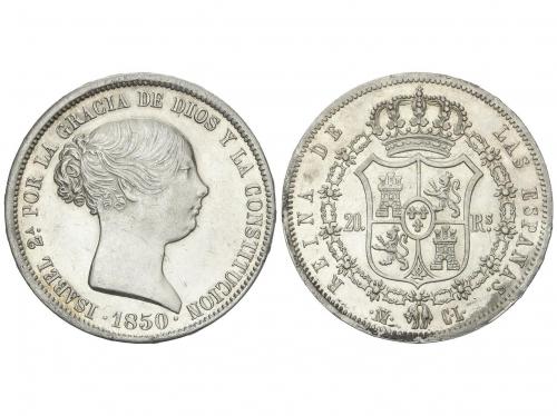ISABEL II. 20 Reales. 1850. MADRID. C.L. 26,04 grs. (Leves g