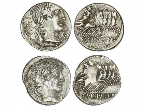 REPÚBLICA ROMANA. Lote 2 monedas Denario. 90 a.C. VIBIA. C. 