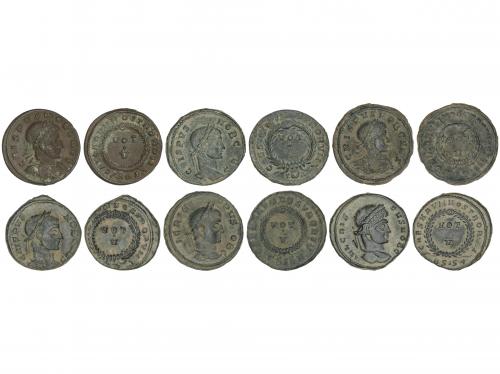 IMPERIO ROMANO. Lote 6 monedas Follis 19 mm. Acuñadas el 320