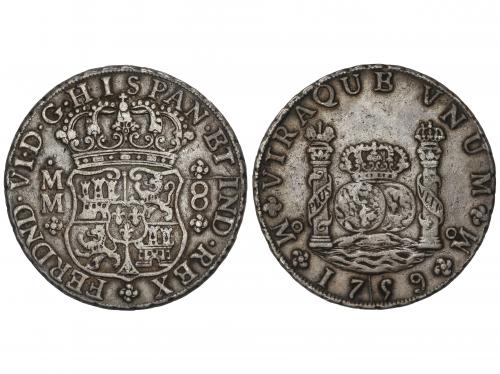 FERNANDO VI. 8 Reales. 1759. MÉXICO. M.M. 26,87 grs. Columna