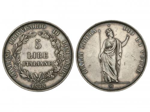 ESTADOS ITALIANOS. 5 Lire. 1848-M. MILÁN. LOMBARDÍA. 24,88 g