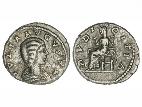 IMPERIO ROMANO. Denario. Acuñada el 196-211 d.C. JULIA DOMN