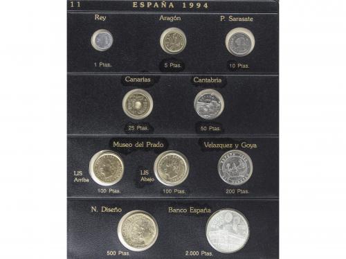 JUAN CARLOS I. Lote 110 monedas. 1993 a 2001. Contiene serie