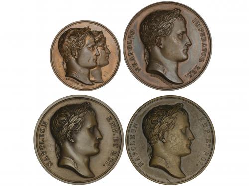 FRANCIA. Lote 4 medallas. 1805 a 1810 (Reacuñaciones). NAPOL