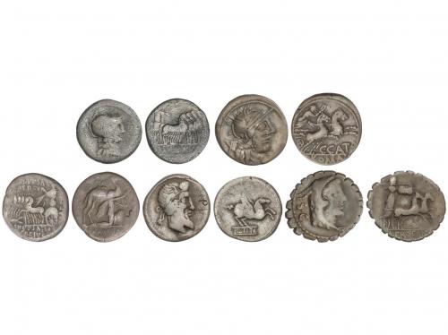 REPÚBLICA ROMANA. Lote 5 monedas Denario. AEMILIA, MANLIA, 