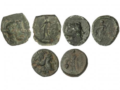 MONEDAS GRIEGAS. Lote 3 monedas AE. 168-145 a.C. MARONEIA. T