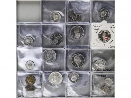 SUIZA. Lote 19 monedas 2 Rappen a 2 Francs. 1918 a 2001. AR,