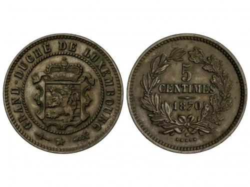 LUXEMBURGO. 5 Centimes. 1870. GUILLERMO III. 4,99 grs. AE. K