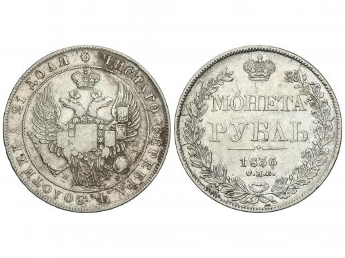 RUSIA. 1 Rouble. 1836-CPb. NICHOLAS I. SAINT PETERSBURG. HG.