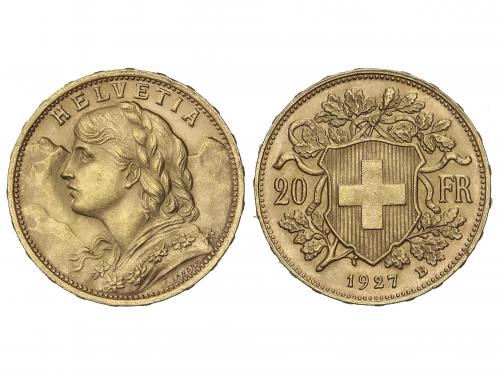 SUIZA. 20 Francs. 1927-B. BERNA. 6,42 grs. AU (900). Helveti