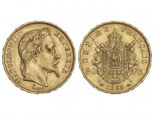 FRANCIA. 20 Francs. 1869-BB. NAPOLEÓN III. STRASBOURG. 6,42 