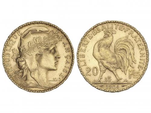 FRANCIA. 20 Francs. 1904. III REPÚBLICA. 6,44 grs. AU (900).