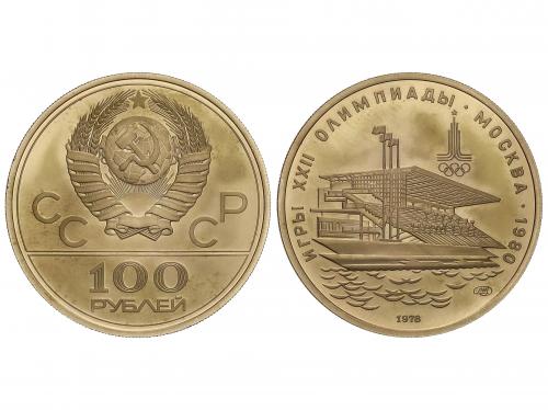 RUSIA. 100 Roubles. 1978. 17,23 grs. AU. Olimp. Moscow ´80. 