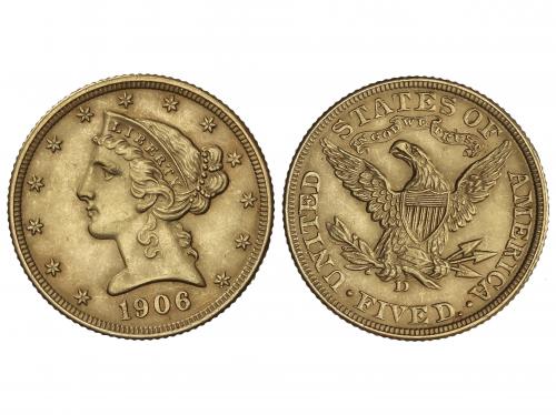 ESTADOS UNIDOS. 5 Dollars. 1906-D. DENVER. 8,33 grs. AU. Cor
