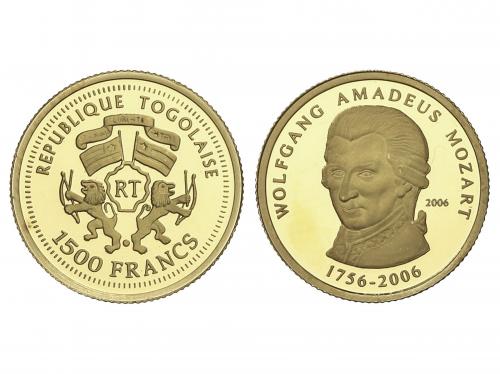 TOGO. 1.500 Francs. 2006. 1,24 grs. AU. Aniversario Amadeus 