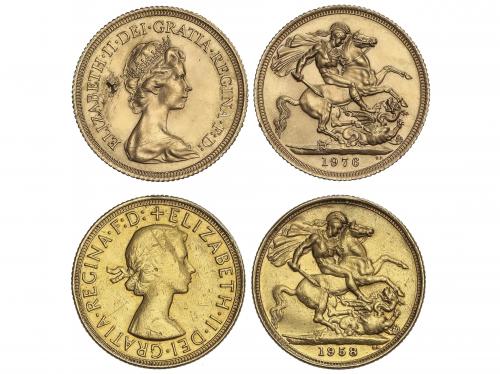 GRAN BRETAÑA. Lote 2 monedas Sovereign. 1958 y 1976. ELIZABE