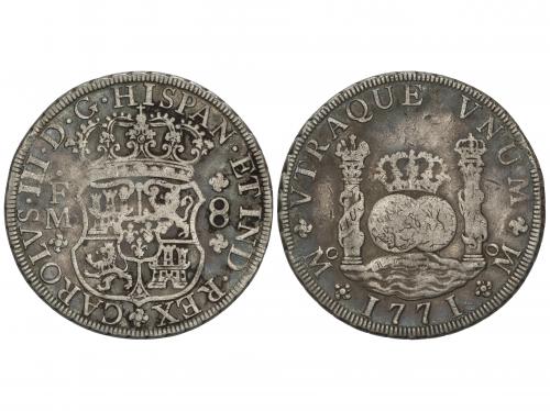 CARLOS III. 8 Reales. 1771. MÉXICO. F.M. 26,54 grs. Columnar