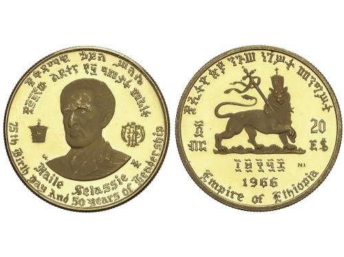 ETIOPÍA. 20 Dollars. 1966. 8,01 grs. AU. 75 aniversario Hail
