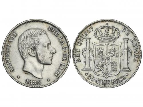 ALFONSO XII. 50 Centavos de Peso. 1885. MANILA. MBC+/EBC-. 