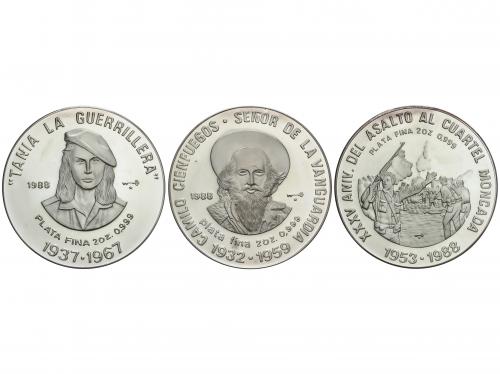CUBA. Lote 3 monedas 20 Pesos. 1988. 62, 20 grs cada una. AR
