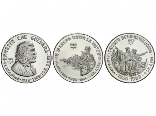 CUBA. Lote 3 monedas 10 Pesos. 1989. 31, 10 grs cada una. AR