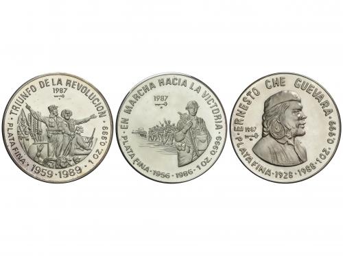 CUBA. Lote 3 monedas 10 Pesos. 1987. 31, 10 grs cada una. AR