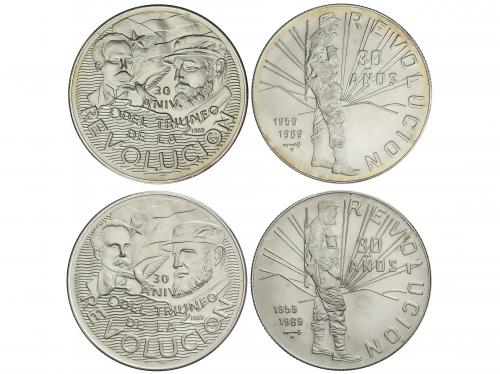 CUBA. Lote 4 monedas 10 Pesos. 1989. 31, 10 grs cada una. AR