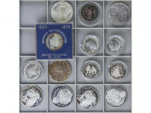 CUBA. Lote 14 monedas 5 (11), 10 Pesos (3). 1975 a 1989. AR.