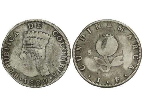 COLOMBIA. 8 Reales. 1820-JF. CUNDINAMARCA. 23,47 grs. AR. RA