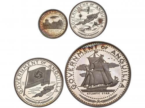 ANGUILLA. Lote 4 monedas 1/2, 1, 2, 4 Dollars. 1969. AR. (Li