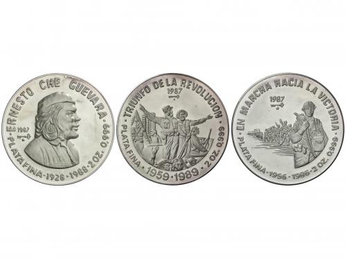 CUBA. Lote 3 monedas 20 Pesos. 1987. 62, 20 grs cada una. AR