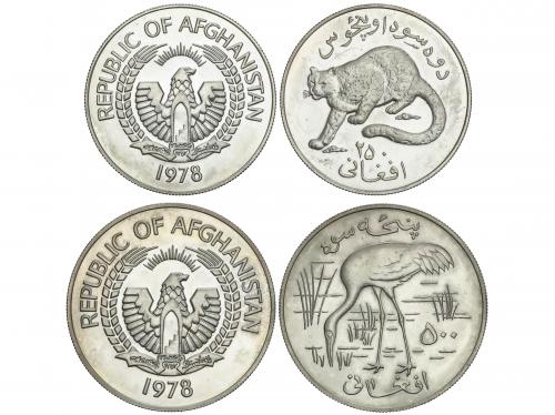 AFGANISTAN. Lote 2 monedas 250 y 500 Afghanis. 1978. AR. Fau