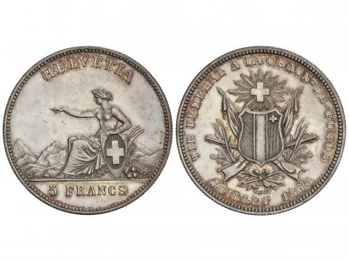 SUIZA. 5 Francs. 1863. FESTIVAL DE TIRO: LA CHAUX DE FONDS I