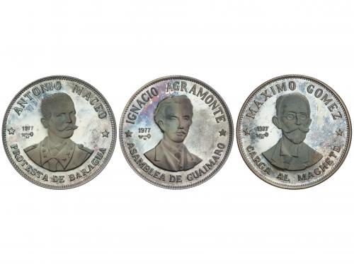 CUBA. Set 3 monedas 20 pesos. 1977. AR. Máximo Gomez, Ignaci