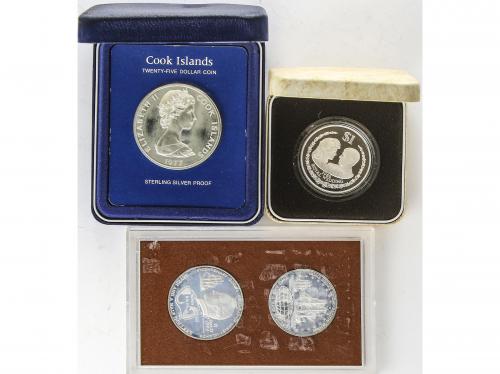ISLAS COOK. Lote 4 monedas 1, 2 1/2, 7 1/2, 25 Dollars. 1973
