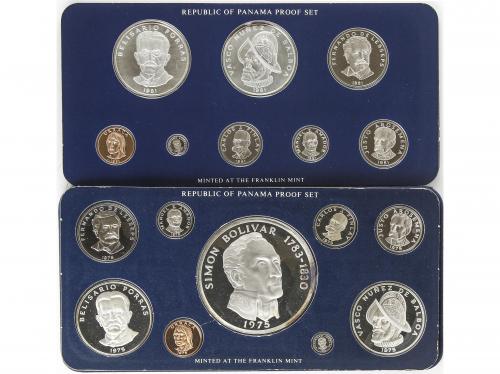 PANAMÁ. Lote 2 Set 8 y 9 monedas. 1975, 1981. AE, AR. 1975: 