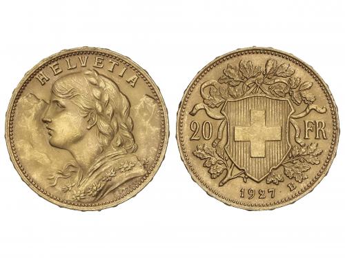SUIZA. 20 Francos. 1927-B. BERNA. 6,44 grs. AU (900). Helvet