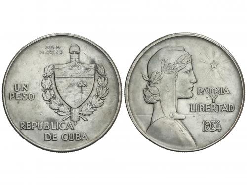CUBA. 1 Peso. 1934. 26,67 grs. AR. Tipo ABC. KM-22. MBC+. 