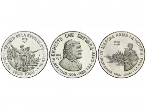 CUBA. Lote 3 monedas 10 Pesos. 1988. 31, 10 grs cada una. AR