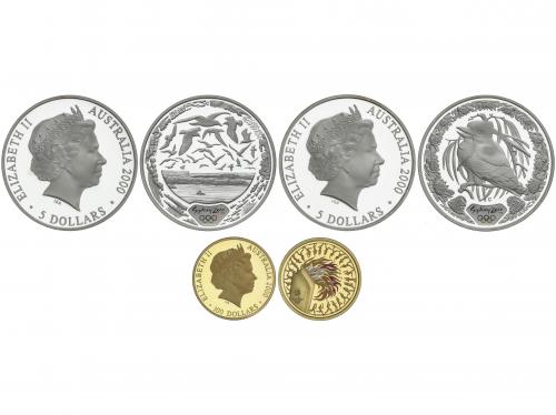 AUSTRALIA. Serie 3 monedas 5 (2) y 100 Dollars. 2000. AR (2)