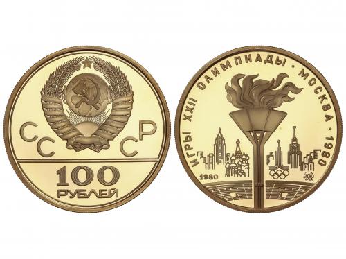 RUSIA. 100 Roubles. 1980. MOSCÚ. 17,26 grs. AU (900). Olimpi